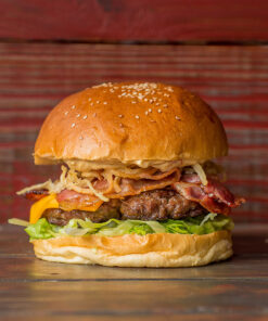33 - Hamburguesa con Lechuga, Cheddar, Panceta, Cebolla crocante, y Salsa big