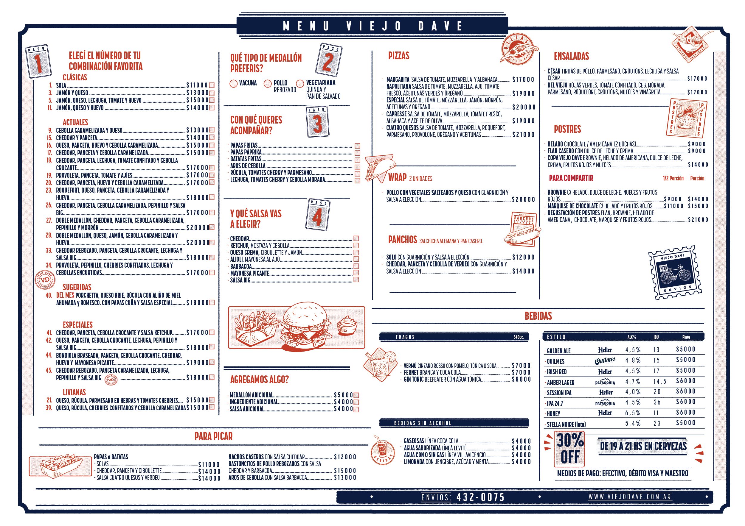 Menú para el Salón - Viejo Dave Hamburguesas